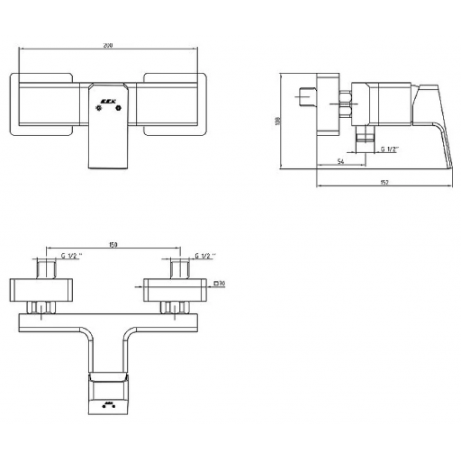 Смеситель для душа E.C.A. Tiera 102154024EX однорычажный хром Смеситель для душа E.C.A. Tiera 102154024EX однорычажный хром